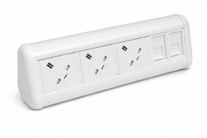 Maxi Desktop Unit Sockets 3 UK Power Socket, 2 Network Sockets