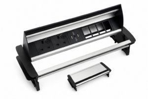 In Desk Horizontal Unit with 2 power, dual USB charger, and 4 x 6C cutouts Desk cutout 132 x 335mm