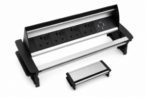 In Desk Horizontal Unit with 4 power, and dual USB charger Desk cutout 132 x 335mm