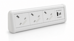 Maxi Desktop Unit Sockets 3 UK Power Socket, 2 USB Chargers (Type A & C)