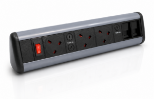 P-Pack Desktop Sockets 3 UK Power Sockets, 2 Network Sockets with Master Switch
