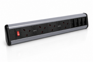 P-Pack Desktop Sockets 4 UK Power Sockets, 4 Network Sockets with Master Switch