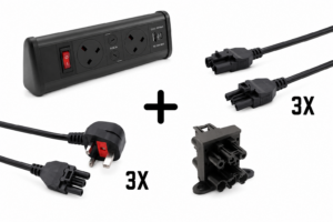Three-Desk Power Bundle – Desktop Sockets & USB Charging