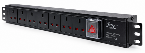 Horizontal UK rack power distribution unit