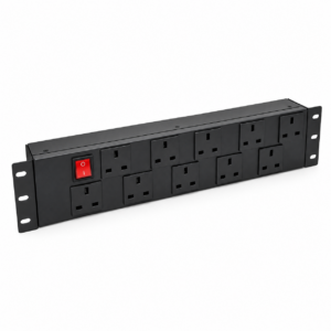 Horizontal 2U 10-Way UK PDU – 19″ Rack Mount