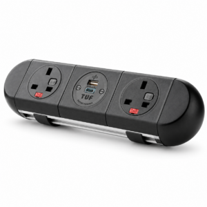 BlackICE On-Desk Power Module – 2 UK Sockets & USB Charging