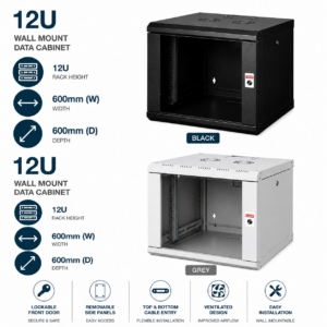 12U 600x600mm Wall Mount Data Cabinet – Lande PROline
