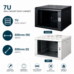 7U 600x600mm Wall Mount Data Cabinet – Lande PROline