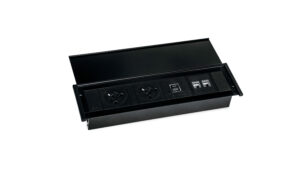 Level-C Black Desk Power Module – 2x UK Sockets, USB A+C Charger & IMP Slot