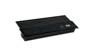 Level-C Black Desk Power Module – 4x UK Sockets, USB A+C Charger & IMP Slot