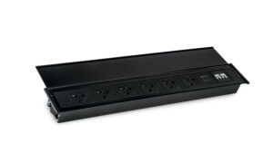 Level-C Black Desk Power Module – 6x UK Sockets, USB A+C Charger & IMP Slot