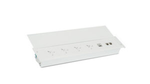 Level-C White Desk Power Module – 4x UK Sockets, USB A+C Charger & IMP Slot