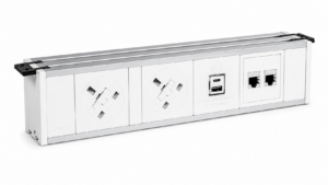 Fusion Under Desk Power Module – 2x UK Sockets + 35W USB A+C + IMP (White)