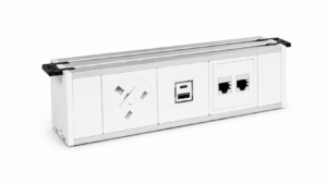 Fusion Under Desk Power Module – 1x UK Socket + 35W USB A+C + IMP (White)