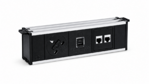 Fusion Under Desk Power Module – 1x UK Socket + 35W USB A+C + IMP (Black)