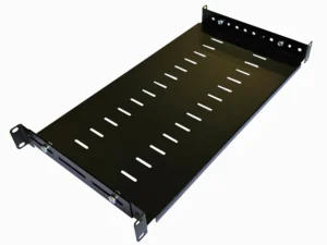 1U 19 Inch Adjustable Rack Mount Universal Cabinet Shelf 250mm to 400mm Deep – Black – 1