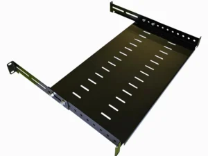 1U 19 Inch Adjustable Rack Mount Universal Cabinet Shelf 250mm to 400mm Deep – Black- 2
