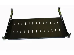 1U 19 Inch Adjustable Rack Mount Universal Cabinet Shelf 250mm to 400mm Deep – Black- 3