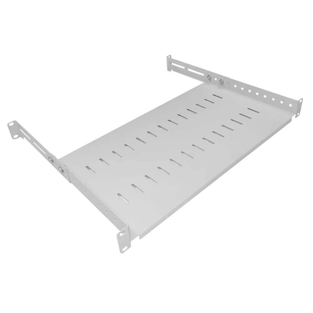 1U 19 Inch Adjustable Rack Mount Universal Cabinet Shelf 250mm to 400mm Deep – Grey 2