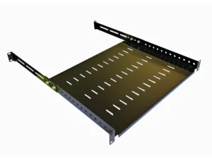 1U 19 Inch Adjustable Rack Mount Universal Cabinet Shelf 350mm to 600mm Deep – Black 2
