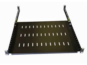 1U 19 Inch Adjustable Rack Mount Universal Cabinet Shelf 350mm to 600mm Deep – Black 3
