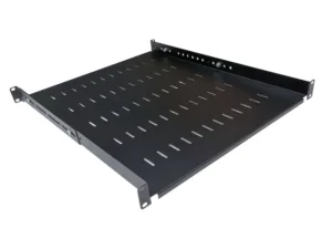 1U 19 Inch Adjustable Rack Mount Universal Cabinet Shelf 550mm to 800mm Deep – Black