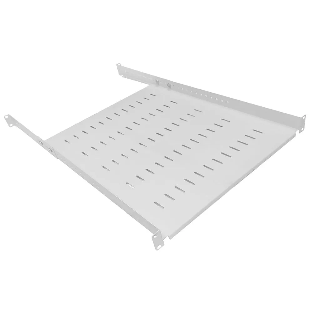 1U 19 Inch Adjustable Rack Mount Universal Cabinet Shelf 550mm to 800mm Deep – Grey 2