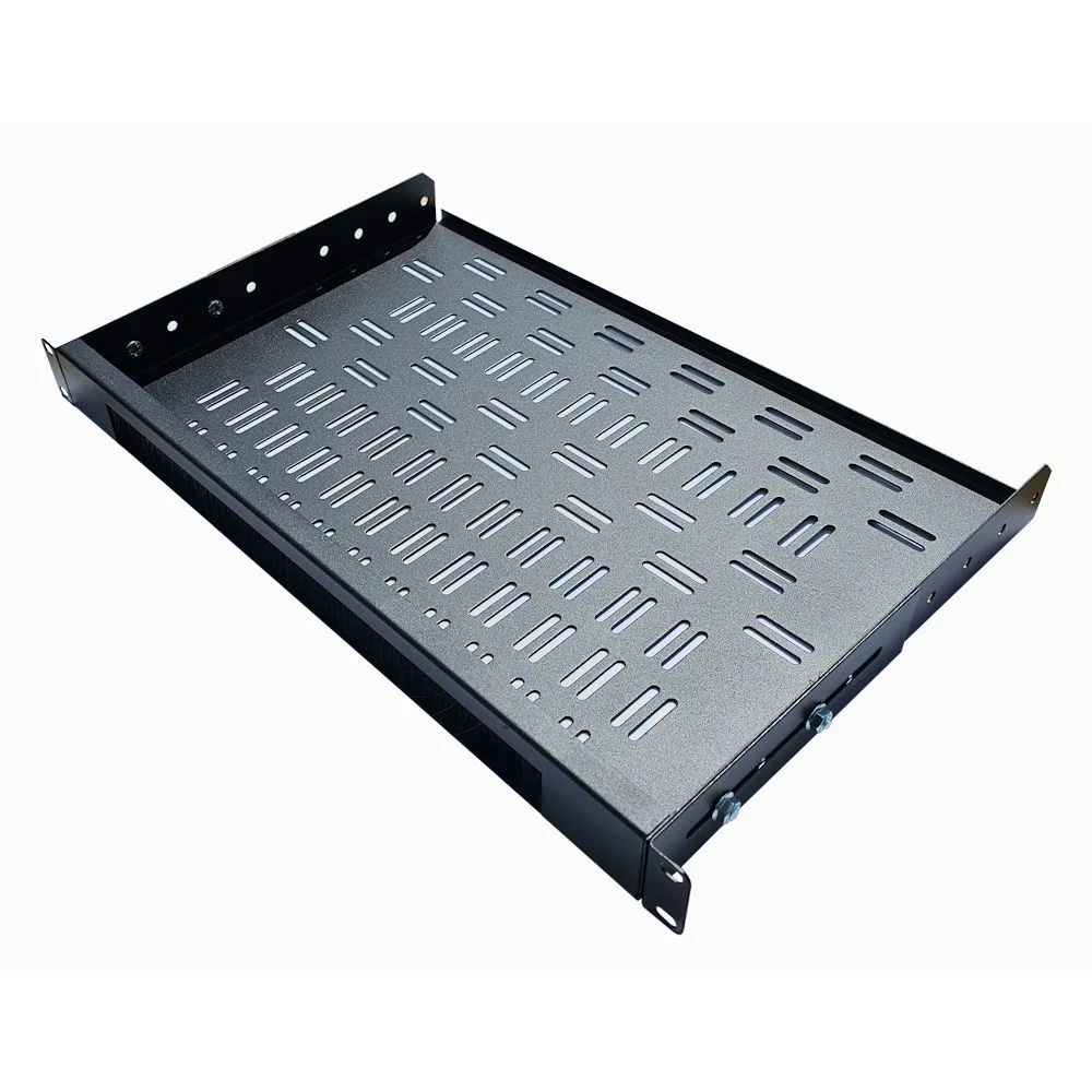 1U 300mm Deep-Cable Brush Management Shelf – Adjustable Rackmount Shelf -1