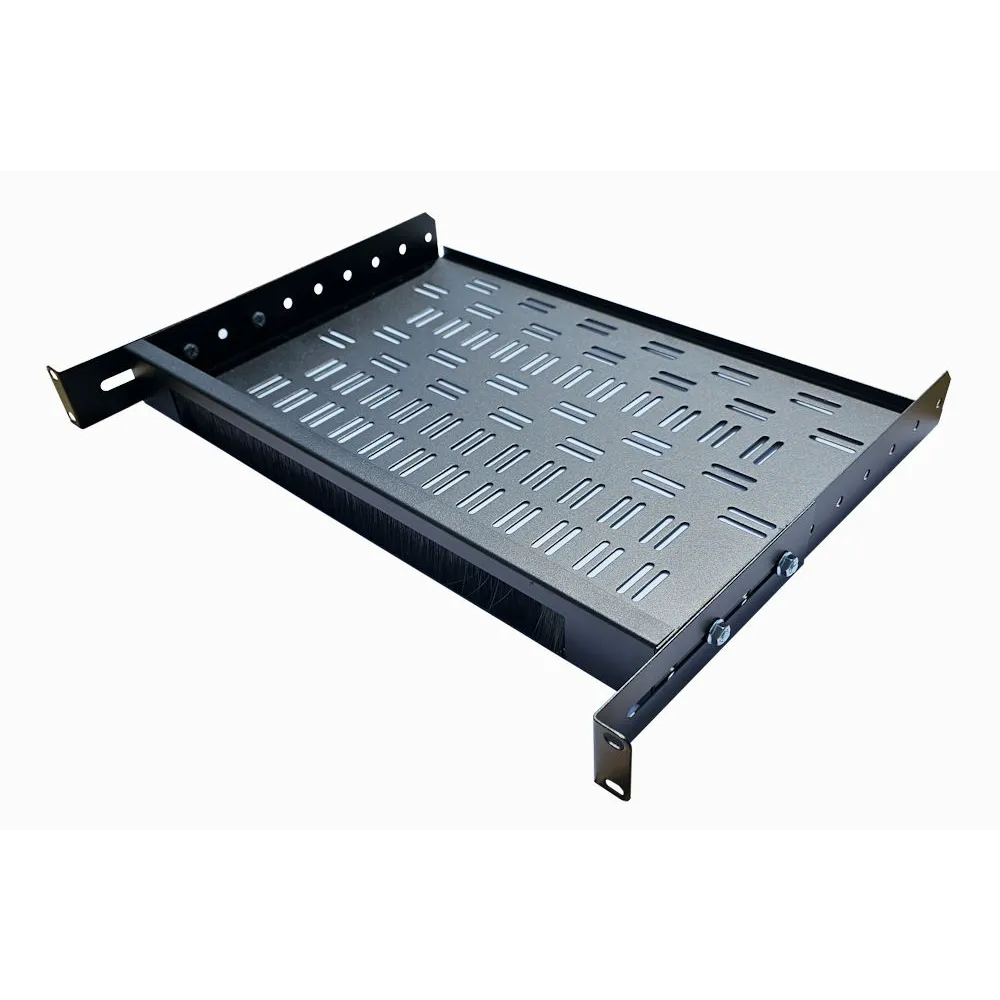 1U 300mm Deep-Cable Brush Management Shelf – Adjustable Rackmount Shelf – 2