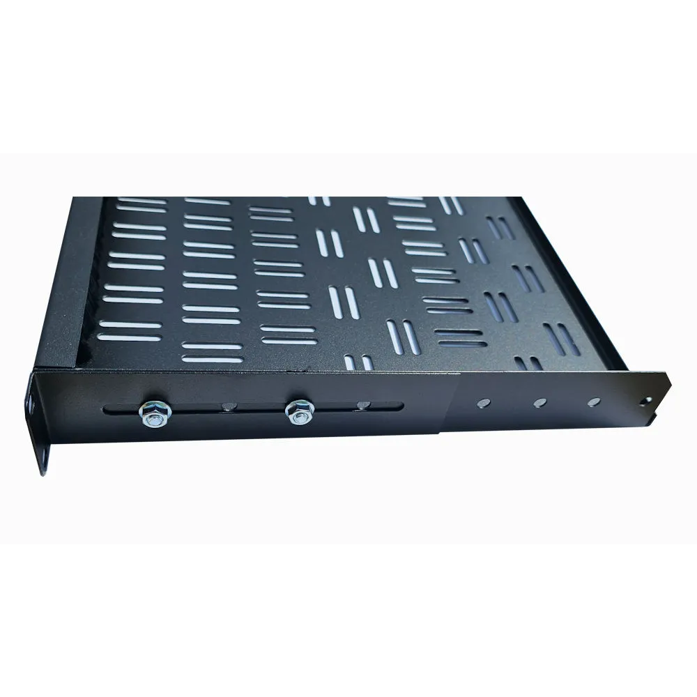 1U 300mm Deep-Cable Brush Management Shelf – Adjustable Rackmount Shelf – 3