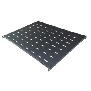 1U 19 Inch Adjustable 4-Post Rack Mount Universal Shelf – 600mm Deep – Black