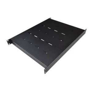 1U 19 Inch Heavy Duty Adjustable Rack Mount Shelf – 350mm to 550mm Deep – Black