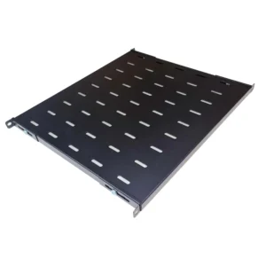 1U 19 Inch Adjustable 4-Post Rack Mount Universal Shelf – 400mm Deep – Black