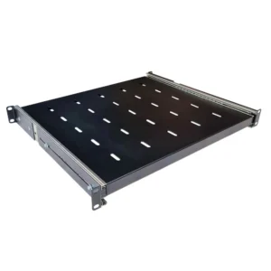 1U 19 Inch Adjustable Heavy Duty Sliding Rack Shelf – 400mm Deep – Black