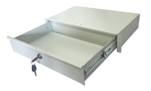 2U 19 inch Rack Mount Drawer - 280mm Deep - Grey