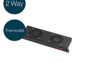 Lande 2-Fan 1U Rack-Mounted Fan Tray with Thermostat – Black