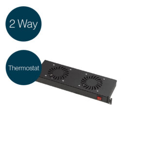Lande 2-Fan 1U Rack-Mounted Fan Tray with Thermostat – Black