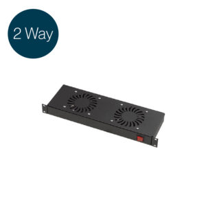 Lande 2-Fan 1U Rack-Mounted Fan Tray – On/Off Switch – Black