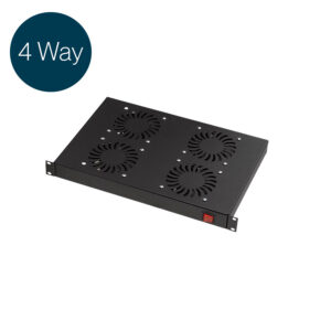 Lande 4-Fan 1U Rack-Mounted Fan Tray – On/Off Switch – Black