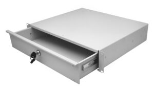 2U 19 inch Rack Mount Drawer - 340mm Deep - Grey