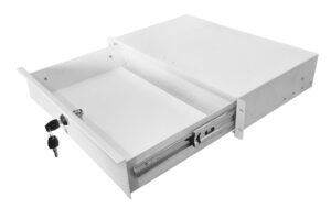 2U 19 inch Rack Mount Drawer - 280mm Deep - White