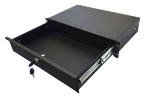 2U 19 inch Rack Mount Drawer - 280mm Deep - Black
