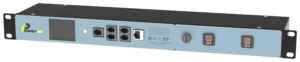 iPower Lite 1U monitored rack PDU, angled view, example configuration