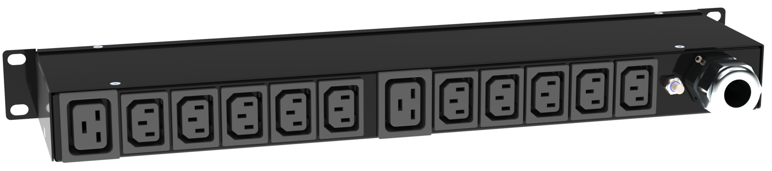 iPower Lite 1U monitored rack PDU, rear outlets, example configuration