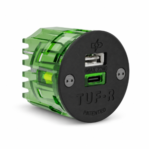 OE TUF-R A+C HP 72W replacement USB cartridge with black fascia, green casing, USB-A and USB-C ports