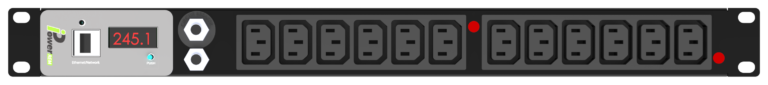 iPower REM 1U monitored rack PDU – front view iPower REM 1U monitored rack PDU – front view
