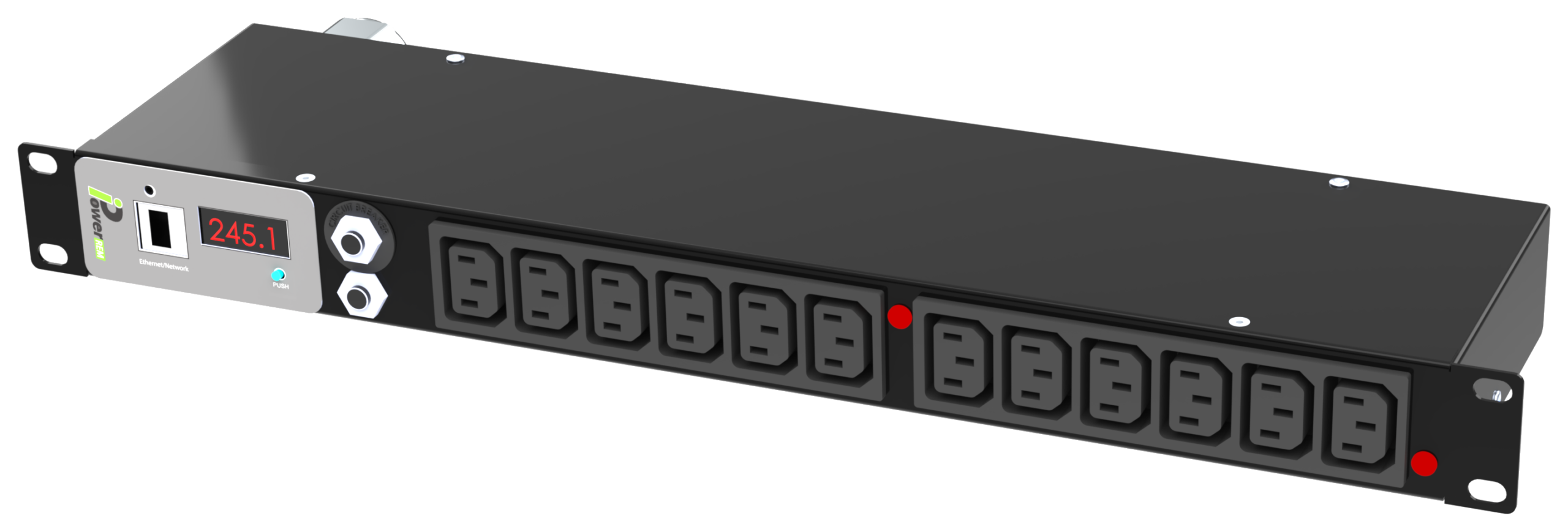 iPower REM 1U monitored rack PDU with 12 C13 outlets, example 32A configuration