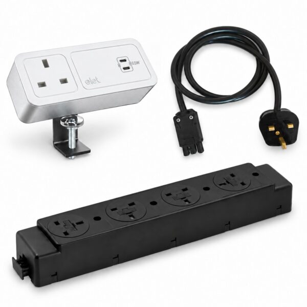 Complete ABL Axis65 desktop and under-desk power bundle with starter lead
